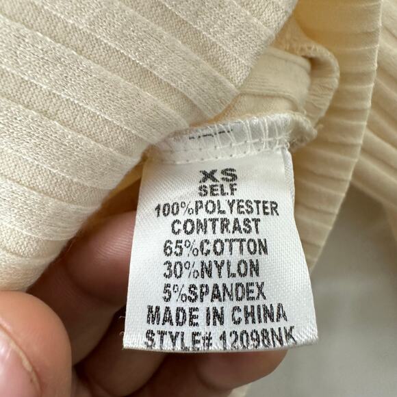 NWT Fashion Nova XS Crop Top Ribbed Sweater Cream Combo Shirt Check Your Facts - Picture 8 of 9
